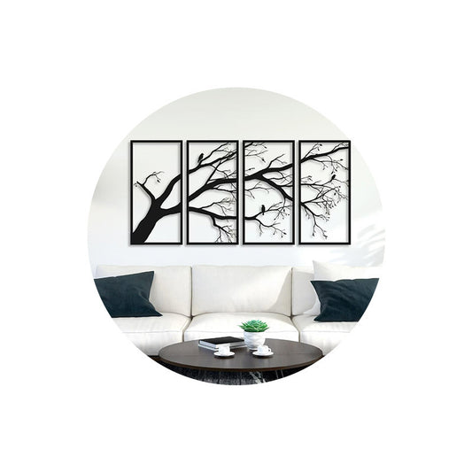 Cross-border Hot Sale Metal Branches Four-piece Set Wrought Iron Wall Decoration Living Room Bedroom Decoration