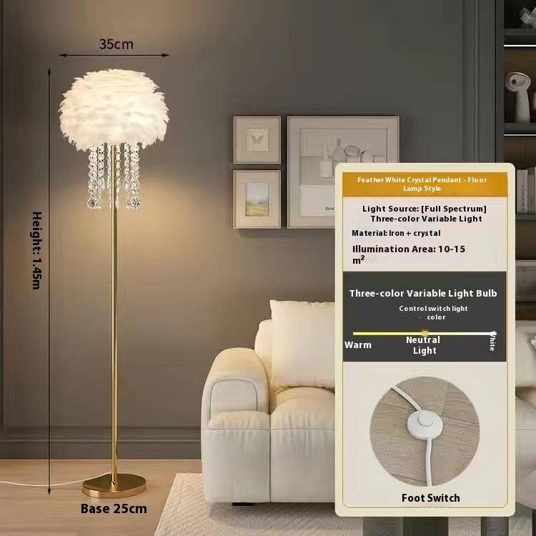 Feather Table Lamp Bedroom Girl Bed Head Creative Simple