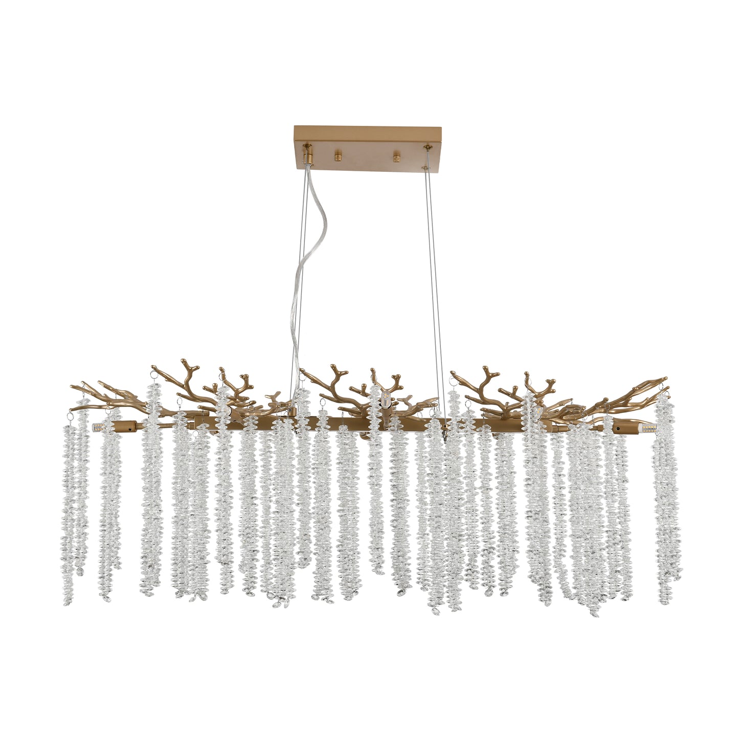 39-inch Modern Golden Pendant Light With Cascading Crystal Strands, Ideal For Living Room, Dining Room And Foyer, High-End Decorative Lighting Fixture Bulb Not Included