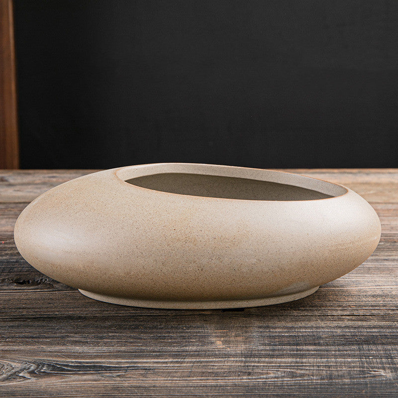 Ceramic Flower Pot On The Balcony In The Office