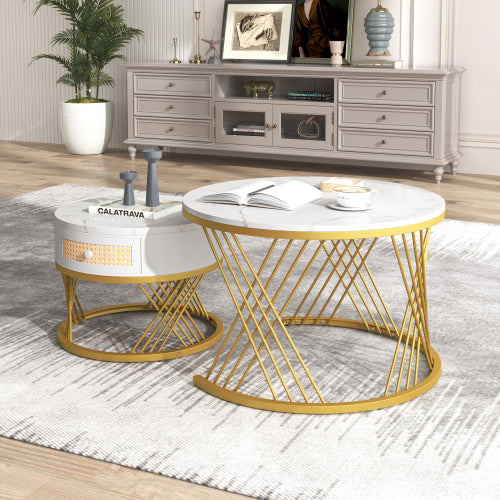 Fibreboard Metal Round Coffee Table