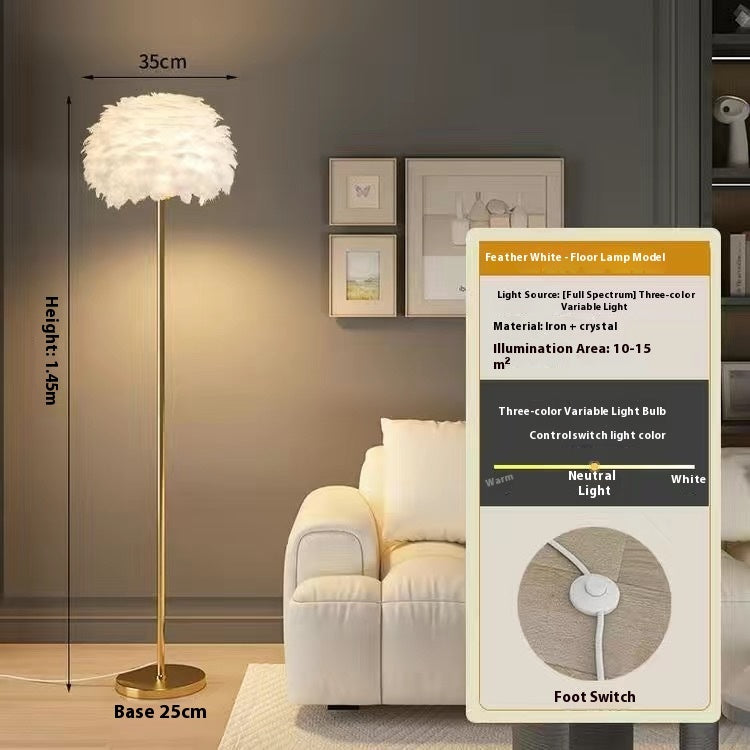 Feather Table Lamp Bedroom Girl Bed Head Creative Simple